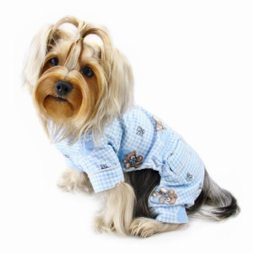 Adorable Teddy Bear Love Flannel PJ (Color: Light Blue, size: small)