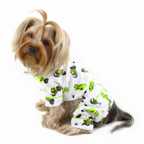 Playful Dinosaur Flannel Pajamas (Color: White, size: medium)