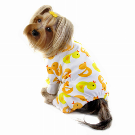 Knit Cotton Pajamas with Yellow Ducky (Color: White, size: large)