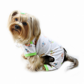 Knit Cotton Pajamas with Party Animals (Color: White, size: small)