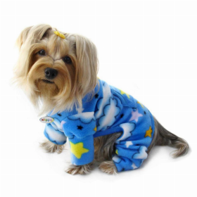 Stars and Clouds Fleece Turtleneck Pajamas (Color: Blue, size: XS)