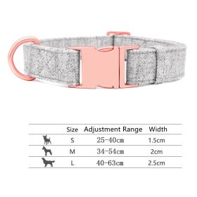 Pet Dog Collar Engraving Anti-Lost Traction Rope Supplies (Option: Warm Grey-Collar No Lettering-S)