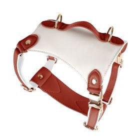 Leather Pet Vest Type Lead Rope Chest Strap (Option: Breast strap orange-M)