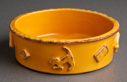 Carmel Ceramica Dog Food/Water Bowl (Color: Caramel, size: small)