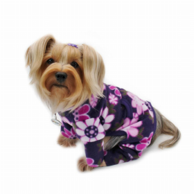 Midnight Garden Fleece Turtleneck Pajamas (Color: Violet, size: large)