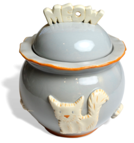 Cat Treat Jar (Color: French Grey, size: Jar)