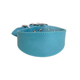 Real Leather Cowhide Pet Collar (Option: Sky Blue-S)