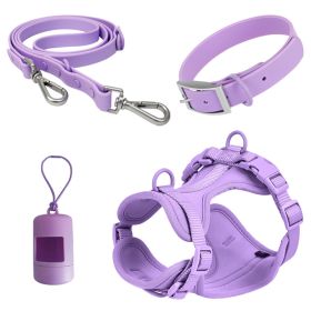 Double Layer Pet Chest Strap Set With PVC Traction Rope (Option: Purple Four Piece Set-L)