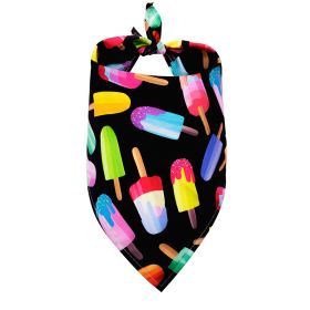 Pet Triangle Drool Towel Summer Fruit For Dogs (Option: Ice cream on a black base-S)