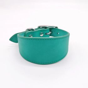 Real Leather Cowhide Pet Collar (Option: Emerald-S)