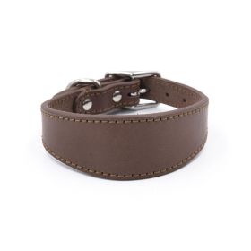 Real Leather Cowhide Pet Collar (Option: Brown-S)