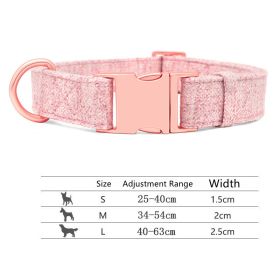 Pet Dog Collar Engraving Anti-Lost Traction Rope Supplies (Option: Fragrant Pink-Collar No Lettering-S)