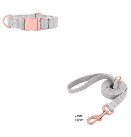 Pet Dog Collar Engraving Anti-Lost Traction Rope Supplies (Option: Warm Grey-Set No Lettering-S)