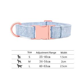 Pet Dog Collar Engraving Anti-Lost Traction Rope Supplies (Option: Beige Blue-Collar No Lettering-L)