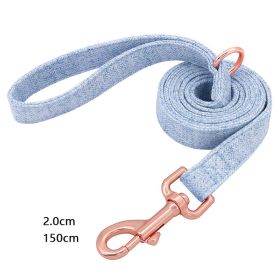 Pet Dog Collar Engraving Anti-Lost Traction Rope Supplies (Option: Beige Blue-Leash No Lettering-S)