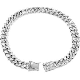 Diamond Hip Hop Dog Collar Necklace (Option: Silver-18inch 45cm)